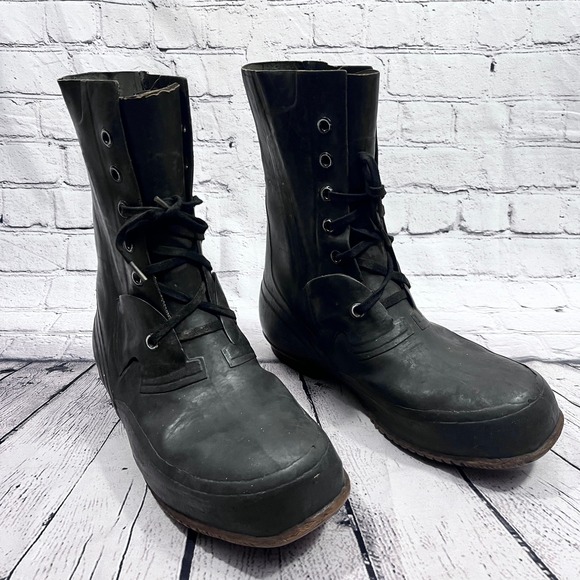 US Bristolite Vintage Military Black Waterproof Rubber Boots Size 10R